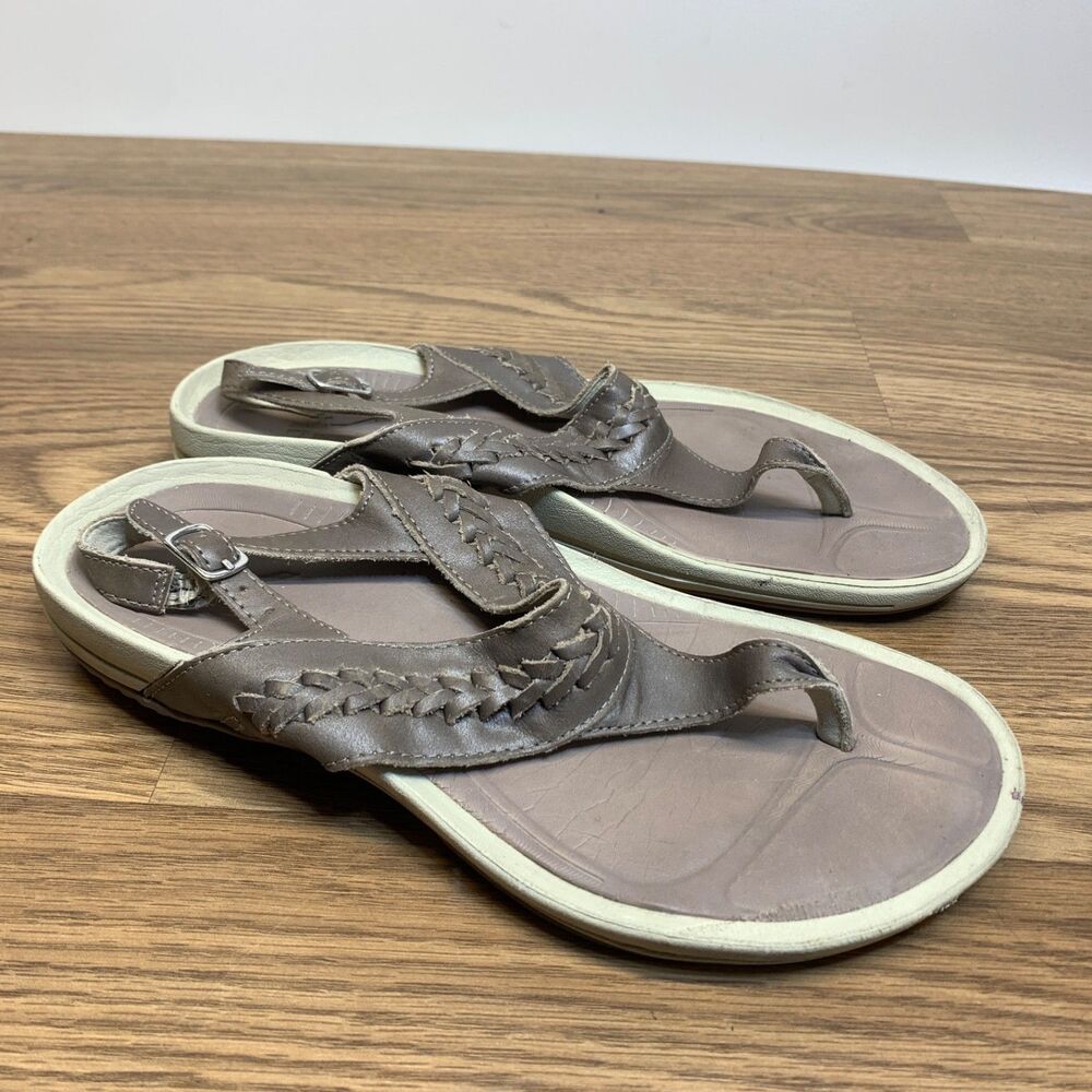 Kuru‎ Women’s Letti Brown Leather Buckle Casual Comfort T Strap Sandals Size 10